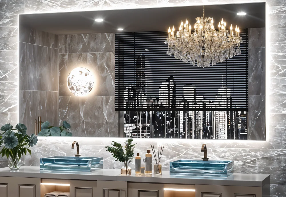 vanity with lighted mirror