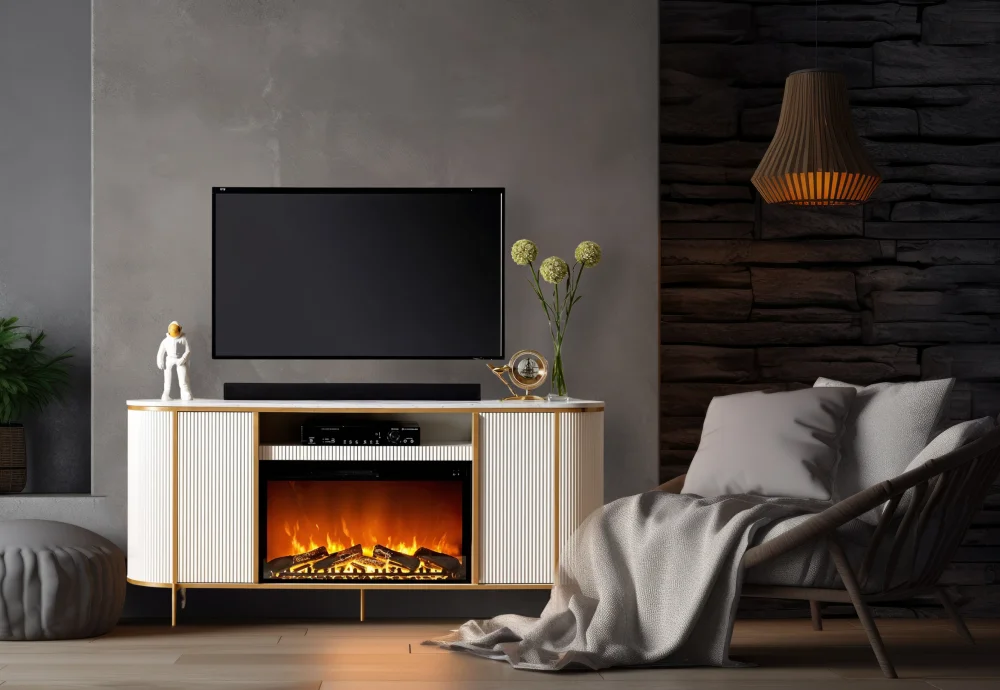 console with electric fireplace